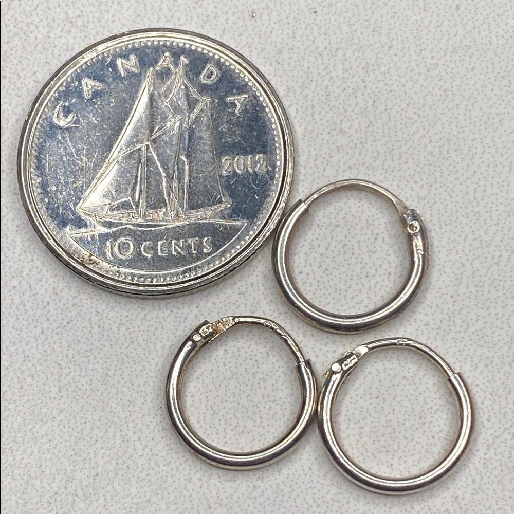 Silver Hoop Earrings Set - Picture 5 of 5